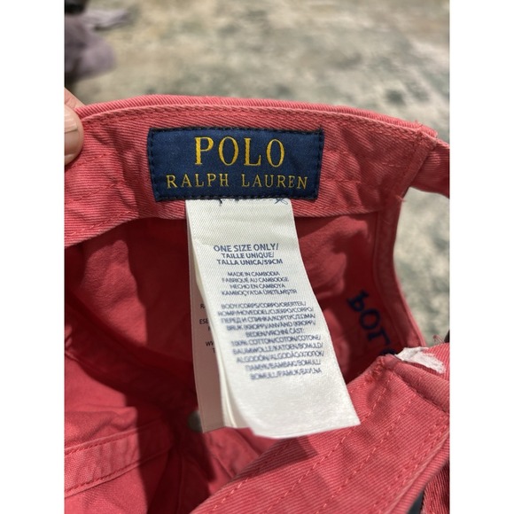 Vtg 90s Polo Ralph Lauren Pony Logo Pink Hat Strapback Cap Adjustable One Size - Picture 5 of 5